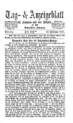 Tag- und Anzeigeblatt für Kempten und das Allgäu Dienstag 26. Februar 1878
