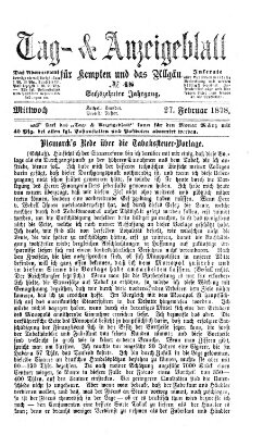 Tag- und Anzeigeblatt für Kempten und das Allgäu Mittwoch 27. Februar 1878