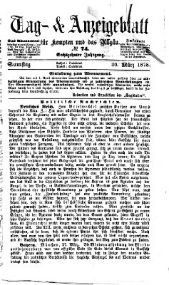 Tag- und Anzeigeblatt für Kempten und das Allgäu Samstag 30. März 1878