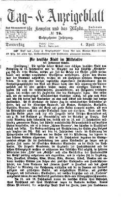 Tag- und Anzeigeblatt für Kempten und das Allgäu Donnerstag 4. April 1878