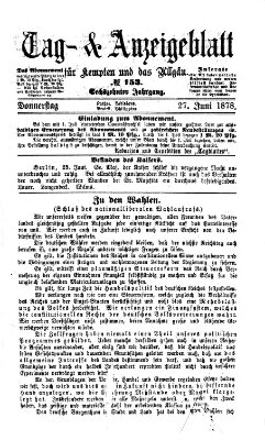 Tag- und Anzeigeblatt für Kempten und das Allgäu Donnerstag 27. Juni 1878