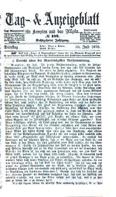 Tag- und Anzeigeblatt für Kempten und das Allgäu Dienstag 30. Juli 1878