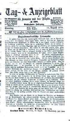Tag- und Anzeigeblatt für Kempten und das Allgäu Sonntag 18. August 1878