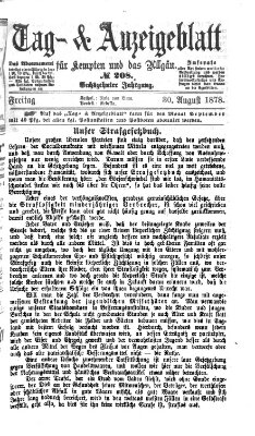 Tag- und Anzeigeblatt für Kempten und das Allgäu Freitag 30. August 1878