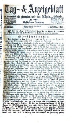 Tag- und Anzeigeblatt für Kempten und das Allgäu Mittwoch 4. September 1878