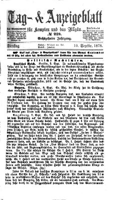 Tag- und Anzeigeblatt für Kempten und das Allgäu Dienstag 10. September 1878