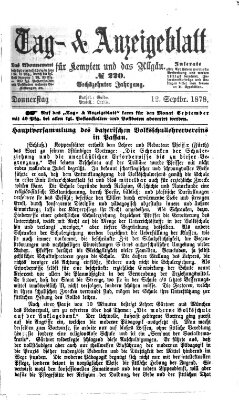Tag- und Anzeigeblatt für Kempten und das Allgäu Donnerstag 12. September 1878