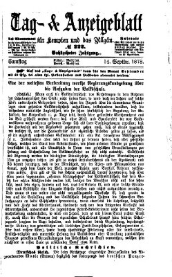 Tag- und Anzeigeblatt für Kempten und das Allgäu Samstag 14. September 1878