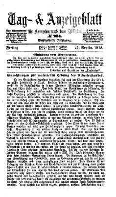 Tag- und Anzeigeblatt für Kempten und das Allgäu Freitag 27. September 1878