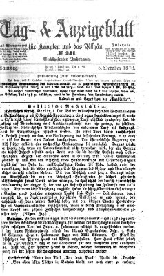 Tag- und Anzeigeblatt für Kempten und das Allgäu Samstag 5. Oktober 1878
