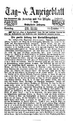 Tag- und Anzeigeblatt für Kempten und das Allgäu Samstag 12. Oktober 1878
