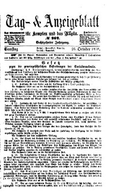 Tag- und Anzeigeblatt für Kempten und das Allgäu Samstag 26. Oktober 1878