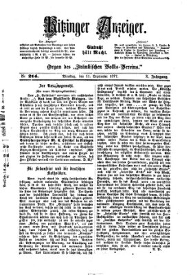Kitzinger Anzeiger Dienstag 11. September 1877