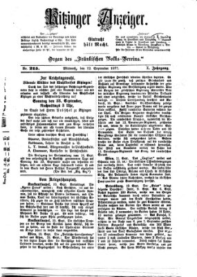 Kitzinger Anzeiger Mittwoch 12. September 1877