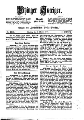 Kitzinger Anzeiger Dienstag 9. Oktober 1877