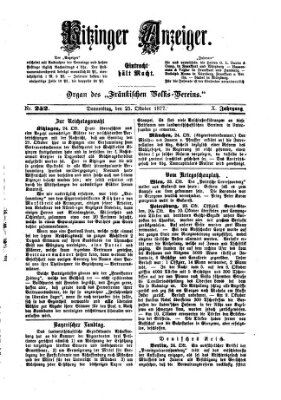 Kitzinger Anzeiger Donnerstag 25. Oktober 1877