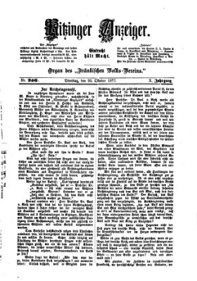 Kitzinger Anzeiger Dienstag 30. Oktober 1877