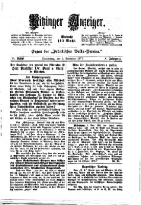 Kitzinger Anzeiger Freitag 2. November 1877