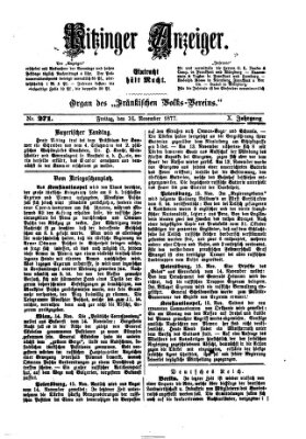 Kitzinger Anzeiger Freitag 16. November 1877
