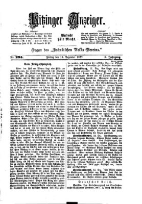 Kitzinger Anzeiger Freitag 14. Dezember 1877
