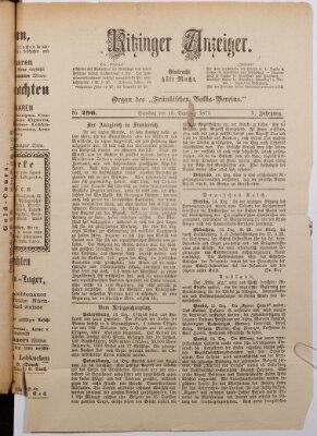 Kitzinger Anzeiger Samstag 15. Dezember 1877